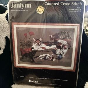 Vintage Janlynn “Purr-Breds” Counted Cross Stitch Kit 1988 #58-7 NEW Sealed